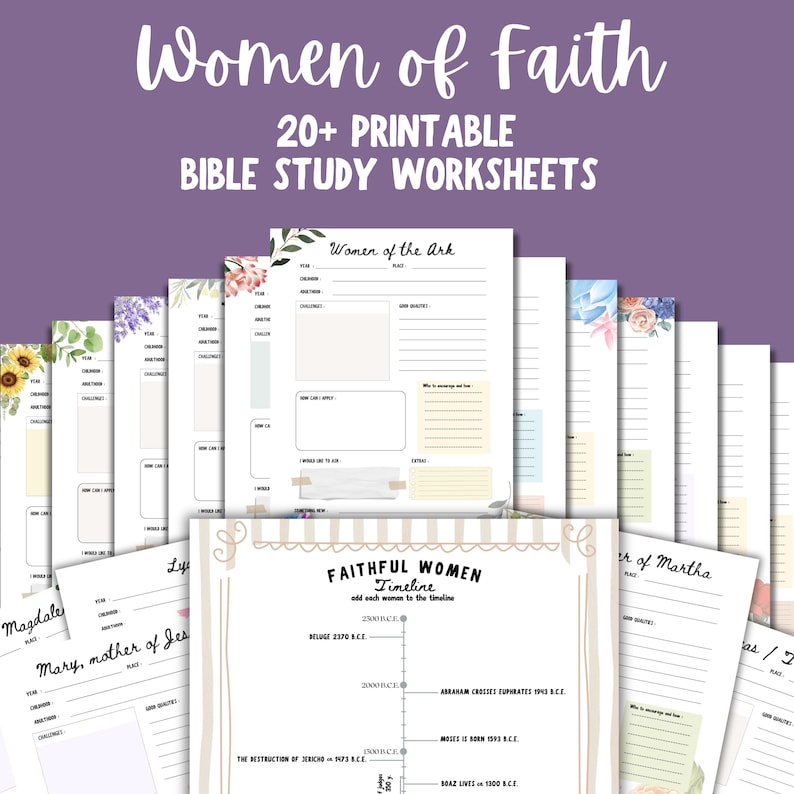 Women of the Bible Character Study Guide, Bible Study, Study Sheet, Printable Key Women Study Tool, Books of the Bible Study Plan, Digital