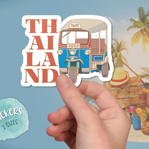 Thailand Tuk-Tuk Vinyl Sticker: Water-Resistant Travel Gift