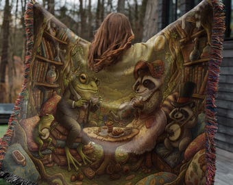 Frog Blanket Cute Raccoon Tapestry Cottagecore Bedroom Decoration Storybook Wall Hanging Forest Scene Fairycore Aesthetic Todd And Frog