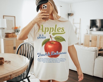 Vintage Style Apple Picking Shirt Matching Gift Idea Farmers Market Shirt Retro Orchard Theme Harvest Apparel Comfort Colors Fall Theme Tee