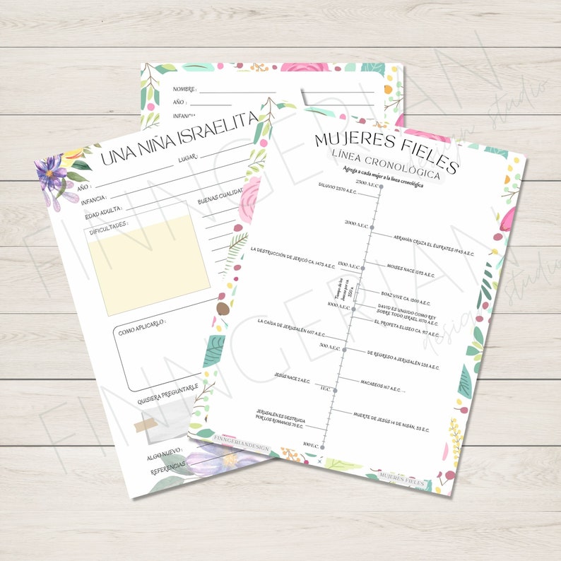 May include: A printable worksheet with a floral design. The worksheet is titled "A Girl Israelite" and includes sections for "Year", "Name", "Childhood", "Adult Age", "Difficulties", "Good Qualities", "How to Apply It", and "Questions to Ask".