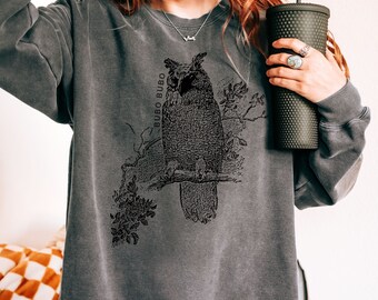 Bubo Owl Comfort Colors Sweatshirt: Bird Watcher Gift