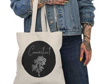 Connecticut Mount-Laurel state flower Natural cotton Tote Bag farmers market shopping