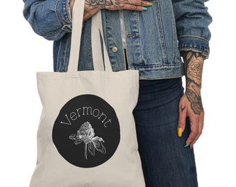 Vermont State flower Natural Tote Bag Farmers Market Shopping