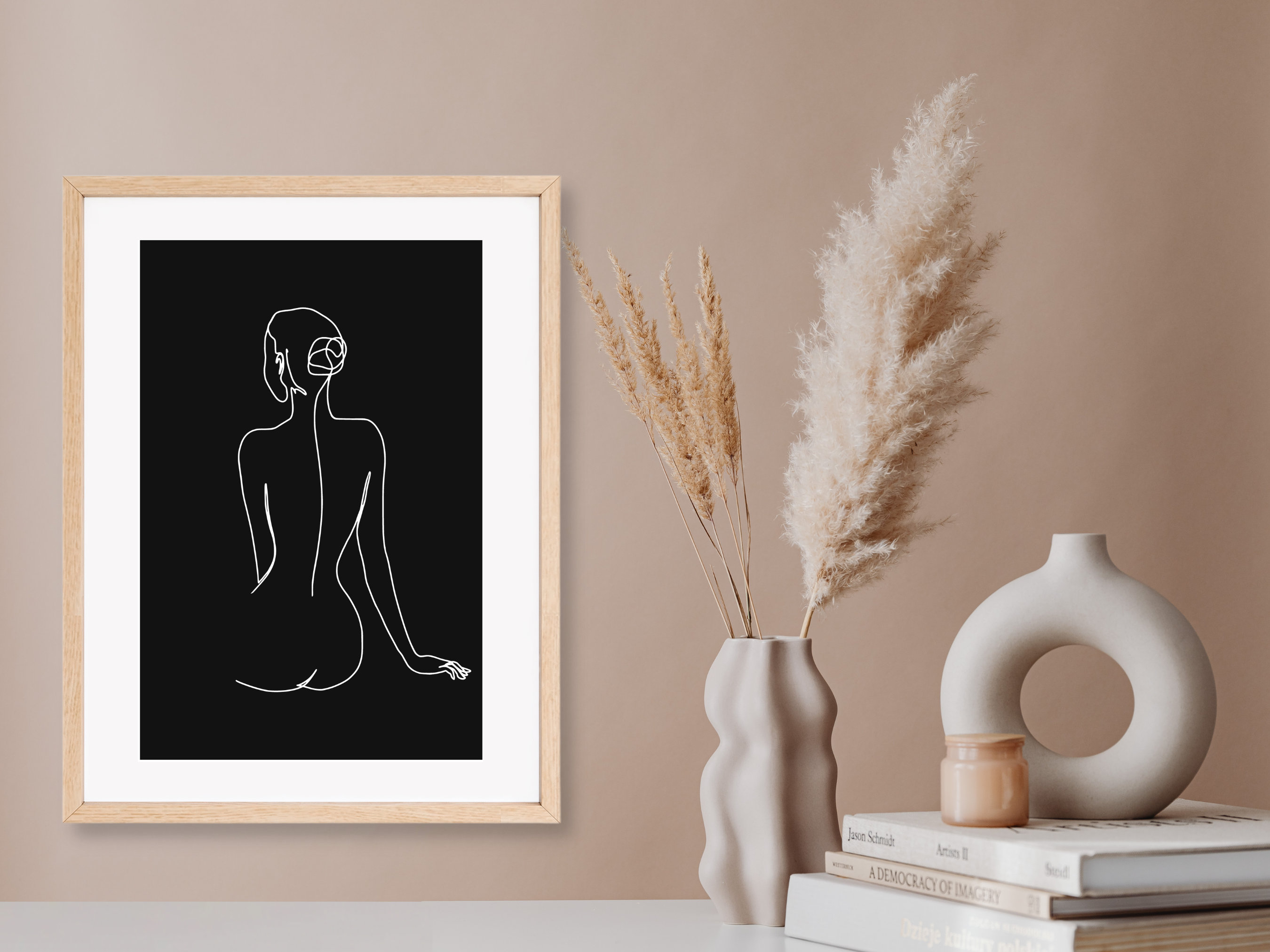 Black One Line Art Woman, Body Line Art, Minimalist Wall Art, Abstract ...