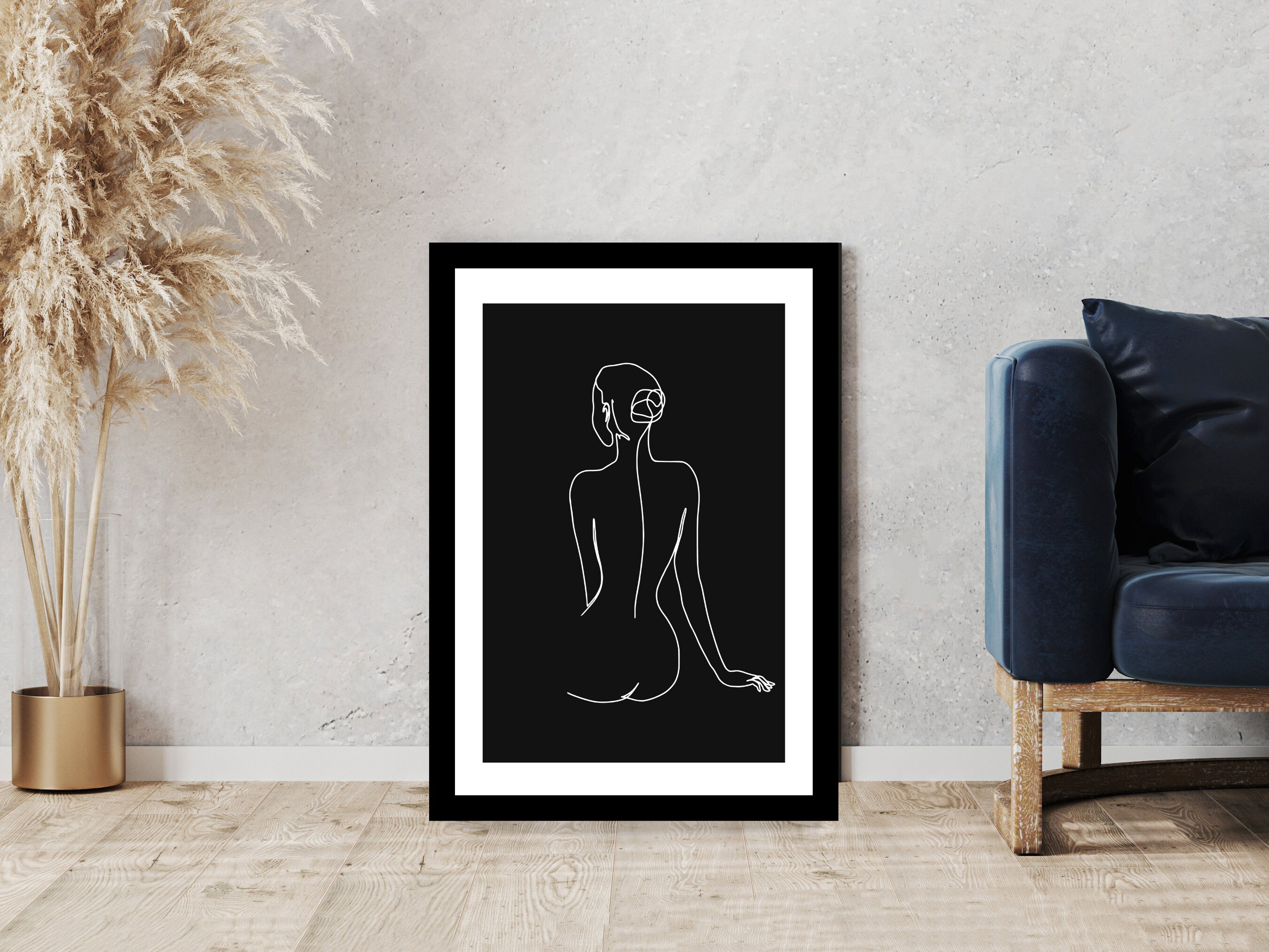 Black One Line Art Woman, Body Line Art, Minimalist Wall Art, Abstract ...