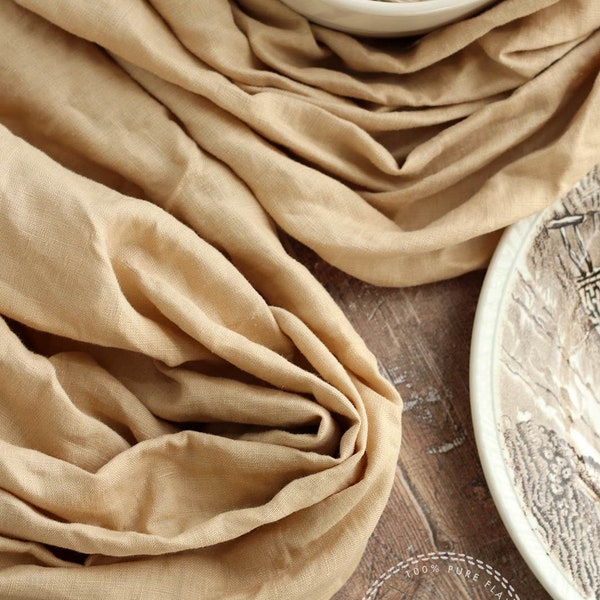 Tan Linen | 100% linen fabric | Flax Linen | 150 GSM | Price Per Meter | Cut To Length Linen | Shirting Linen | Beige Linen