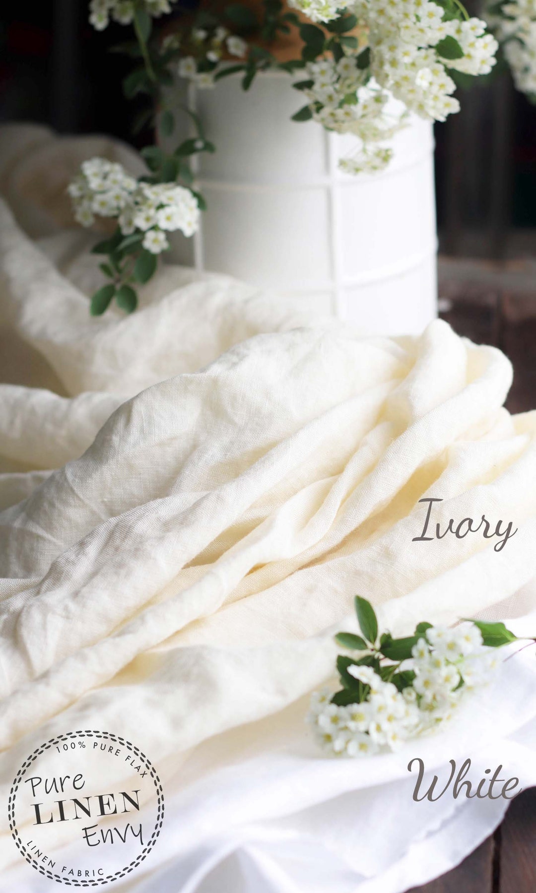 Ivory Extrawide Linen 260cm Wide 150 GSM 100 Linen Fabric Wide Linen