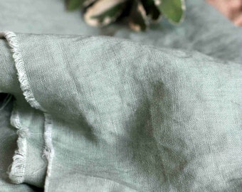 Sage Linen | 100% linen fabric | Flax Linen | 150 GSM | Price Per Meter | Cut To Length Linen | Shirting Linen | Grey Green Linen