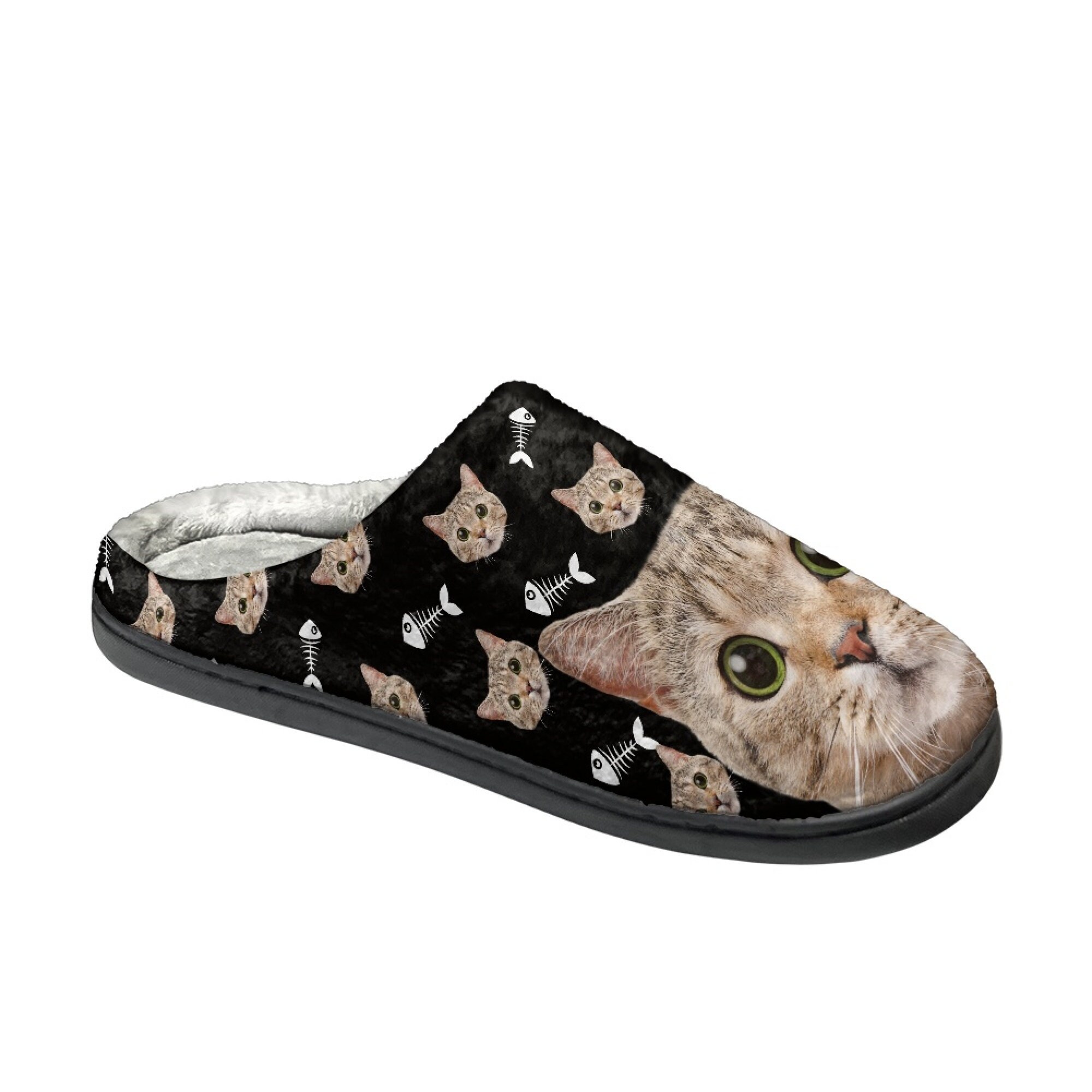 Black Cat Slippers With Paw, Cat Lover Gift Ideas, Kitty Mom And Dad Gift  sold by Idalina Unwrapped, SKU 55409234