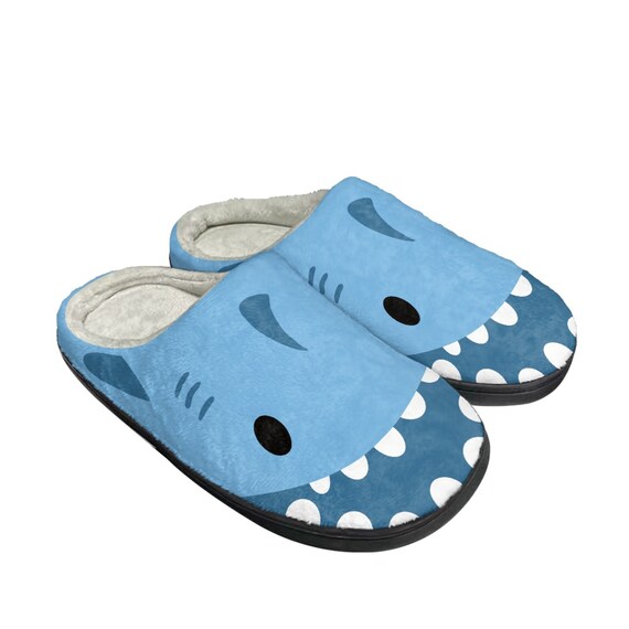 Baby Shark Slippers Unisex Adult Slippers Cute Blue Etsy