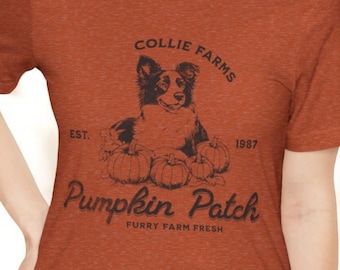 Border Collie Pumpkin Farm Shirt, Collie Shirt, Fall Collie Gift for Women Men, Halloween Border Collie Shirt, Crewneck Plus-Sized