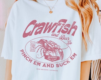 Crawfish and Beer Co T-Shirt: Retro Seafood Lover Gift