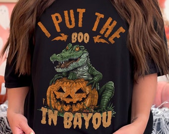 Cajun Alligator Halloween T-Shirt: Louisiana Bayou Fall Tee