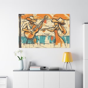 Abstract Country Music Guitar Art Print: Rustic Western Decor
