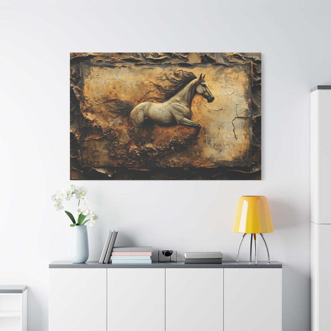 Rodeo Abstract Abstract Western Rodeo Horse Mustang Rustic Art Print - Canvas Wall ...