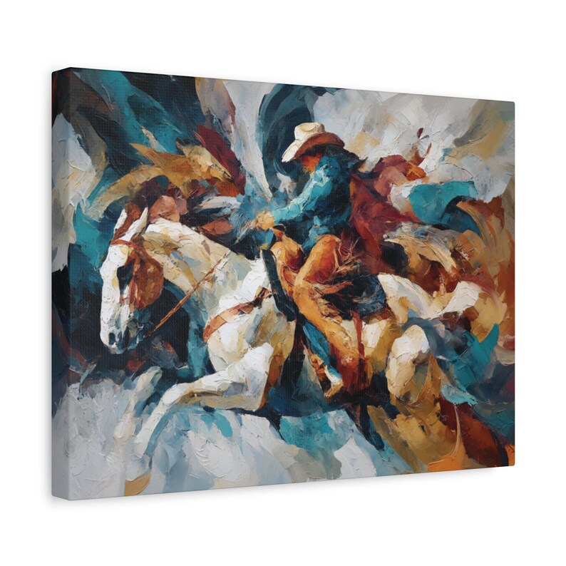 Abstract Rodeo Cowboy Art Print: Bucking Bronco Western Decor - Etsy