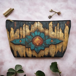Boho Southwestern Makeup Bag: Turquoise Aztec Travel Pouch