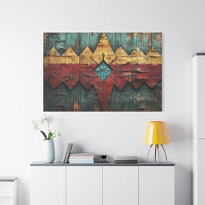 BOHO Rustic Native Panel Artwork Abstract Art Print - Bohemian Canvas Wall Art, Earthy Tribal Decor, Rustic Western-Inspired Home Accent