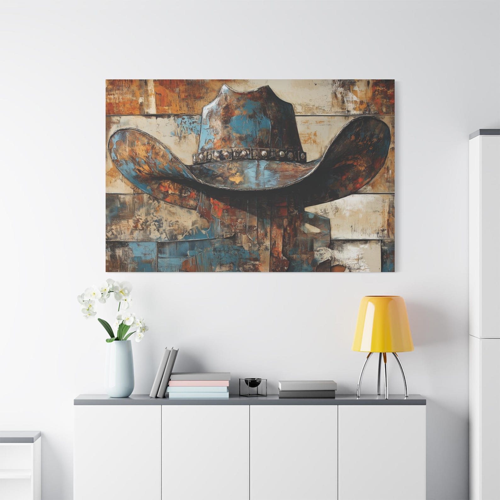 Abstract Western Rodeo Canvas Print: Metal-inspired Cowboy Art - Etsy
