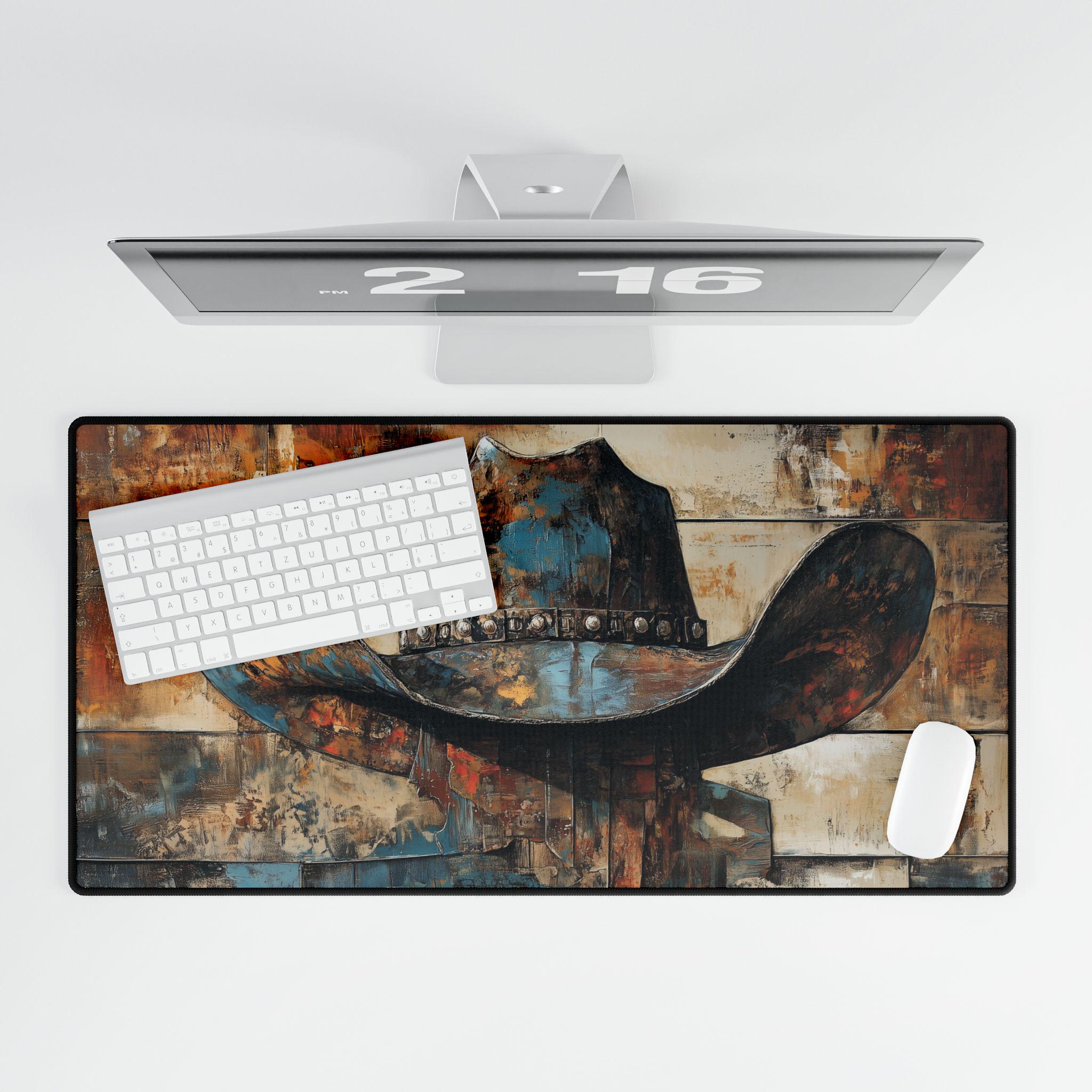 Rustic Western Cowboy Hat Desk Mat & Mousepad | Large Gaming Desk ...