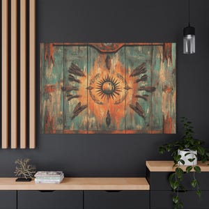 BOHO Rustic Native Panel Artwork Abstract Art Print - Bohemian Canvas Wall Art, Earthy Tribal Decor, Rustic Western-Inspired Home Accent