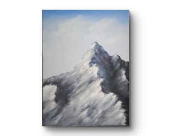 Textured Mountain original Oil Painting: Mountain Scenery Wall Art - 18x24 Canvas