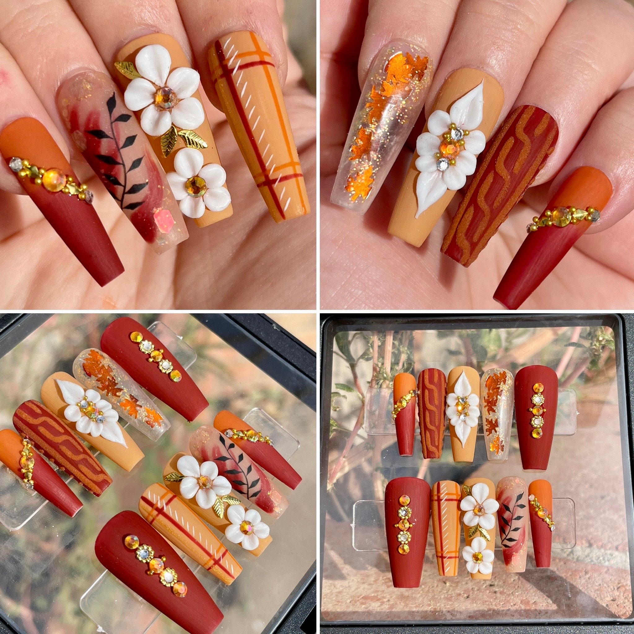 Ally's Favorite All Bling Luxury Press on Nails/gems/rose Gold /copper/birthday/gorgeous/nails With Glue/extra Long Nails/xxl/mismatched  Nail 
