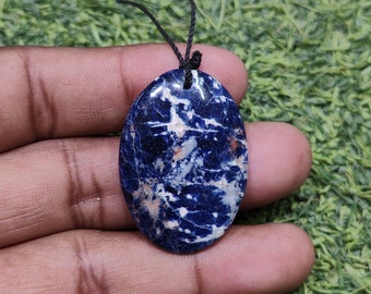 Unique Natural Sodalite Necklace, Sodalite Crystal Necklace, Sodalite Pendant, Men's Sodalite Necklace, Birthday Gift, Adjustable Length,