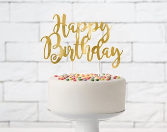 Happy Birthday Cake Topper gold / Birthday Party / Party Supplies