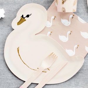 Swan Party Paper Plates / Swan Birthday Party / Swan Princess / Swan Baby Shower / Swan Bridal / Ballerina Party