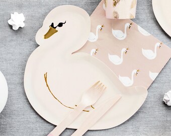 Swan Party Paper Plates / Swan Birthday Party / Swan Princess / Swan Baby Shower / Swan Bridal / Ballerina Party