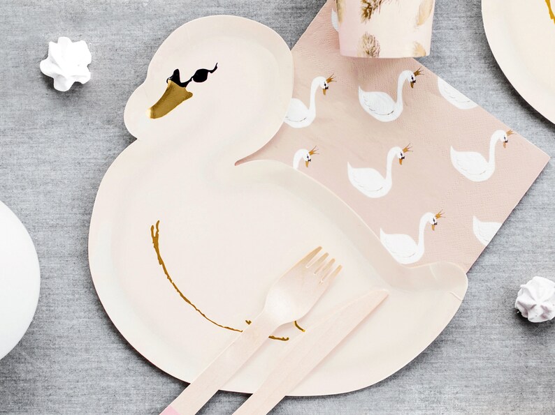 Swan Party Paper Plates / Swan Birthday Party / Swan Princess / Swan Baby Shower / Swan Bridal / Ballerina Party image 1