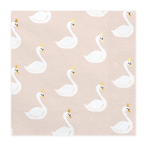 Swan Party Napkins, 20pc./ Girls Birthday Party Decorations / Girls 1st Birthday Party/Swan Birthday Party/ Girl Baby Shower