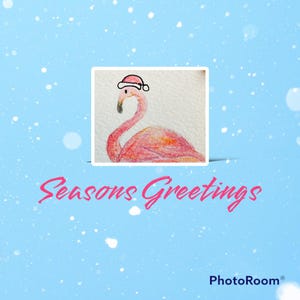 Carte de Noël flamant rose
