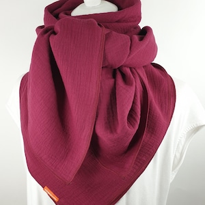 RED COTTON SCARF, large red muslin scarf women, 51"x51", cotton cloth, bordeaux, violet, red, 100% cotton, large scarf!