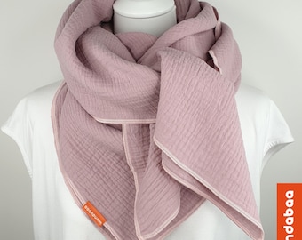 MUSLIN SCARF PINK, 1.30 m x 1.30 m, large muslin scarf ladies, muslin scarf, cotton scarf, scarf smoky pink, 100% cotton