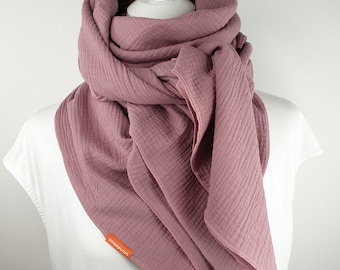 Muslin scarf for women in trendy spring color berry, selectable size, neck scarf, 100% cotton, cozy and decorative!