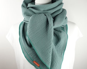 Muslin scarf for women in trendy spring color sage green, selectable size, neck scarf, 100% cotton, cozy and decorative!