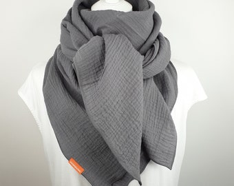 XXL muslin cloth dark grey, women, children, 100% cotton, oversized high quality scarf!