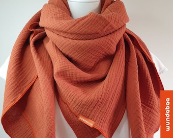 MUSSELIN scarf, large muslin scarf, high-quality muslin scarf, cotton scarf, orange scarf, unisex, 100% cotton, double gauze!