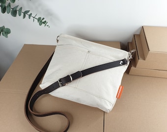 Crossbody Bag Canvas for Girls/women, Cream White, Small