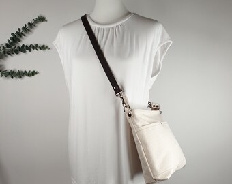 Crossbody Bag Canvas for Girls/women, Cream White, Small