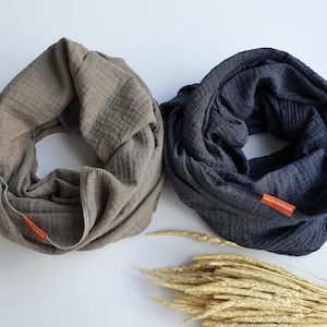 MUSLIN LOOP, muslin scarf, infinity scarf, high quality scarf made of muslin cloth, unisex, 100% cotton, double gauze melange image 9