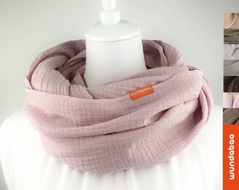 MUSSELIN LOOP, Musselin Tuch, Infinity Schal, hochwertiges Halstuch aus Musselin unisex, 100% Baumwolle, double gauze!