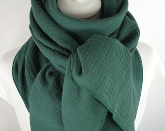 Muslin sjaal voor dames en kinderen, groen, diverse maten, grote handgemaakte katoenen sjaal, hoge kwaliteit, 100% katoen!