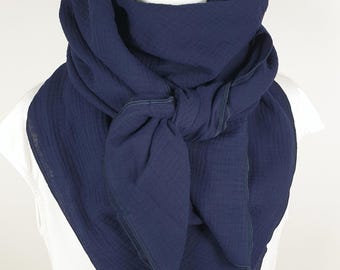 Muslin cloth ladies dark blue, large cotton cloth, large neckerchief, 100% cotton, 51" x 51", muslin cloth, high quality!