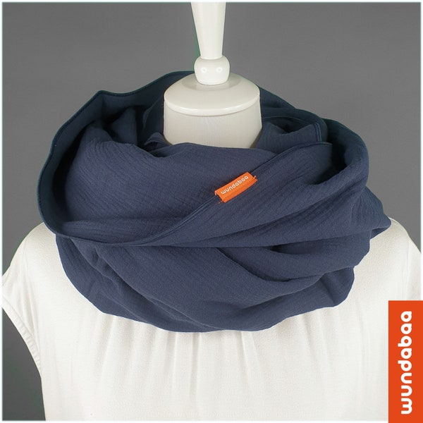 Loop scarf dark blue single layer or double layer