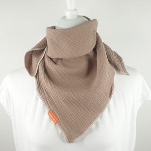 Musselintuch Damen beige, Halstuch Musselin, Baumwoll Tuch, 130 x 130, 100% Baumwolle, double gauze, auch in Kindergröße 65 x 65