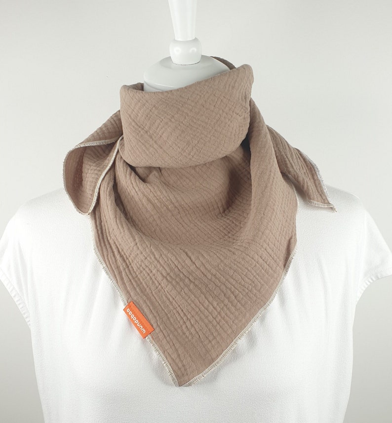 Musselintuch Damen beige, Halstuch Musselin, Baumwoll Tuch, 130 x 130, 100% Baumwolle, double gauze, auch in Kindergröße 65 x 65